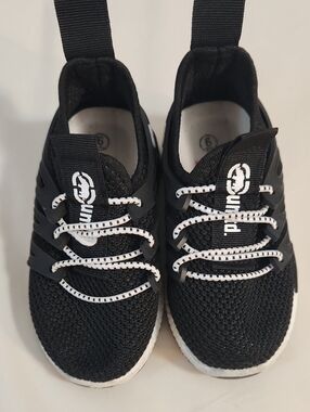 Kids Black Sneakers with White Accents 6